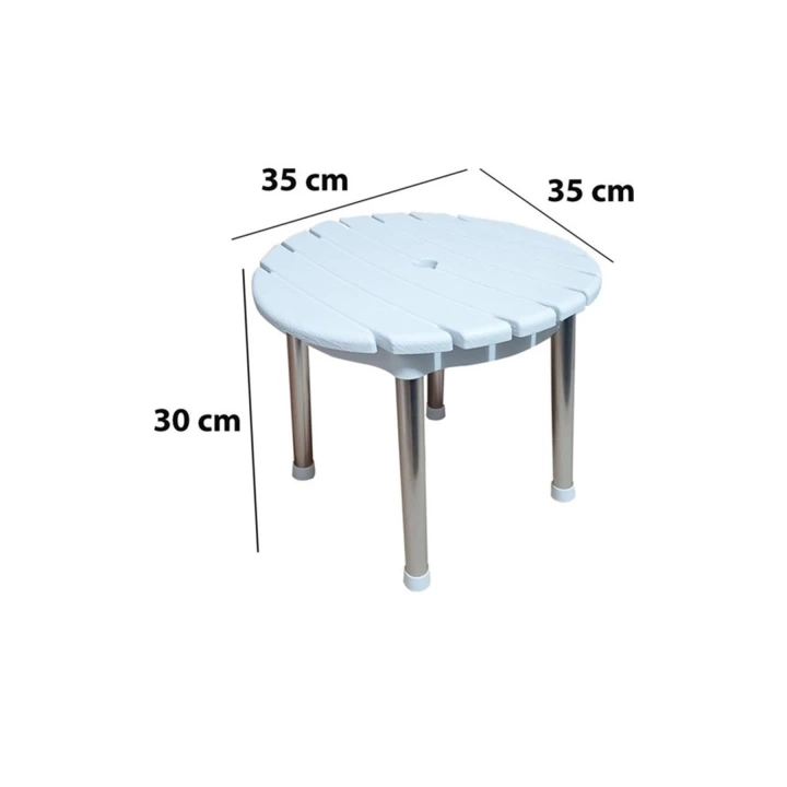 Alüminyum Ayaklı Paslanmaz Lambiri Yuvarlak Tabure 35x30 cm