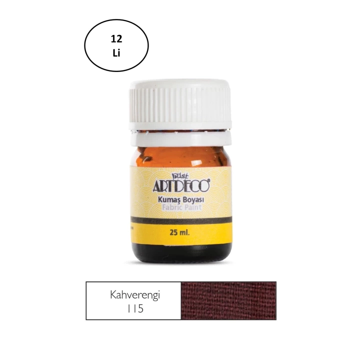 Artdeco Kumaş Boyası 25ml 10 A-115 Kahverengi 12li