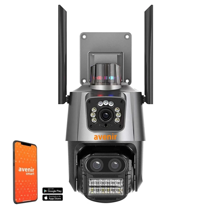 AV-M21 Smart Güvenlik Kamerası 3mp 2 Kameralı 8X Zoom Onvif Wi-Fi Ptz Renkli Gece Görüş Dış Mekan