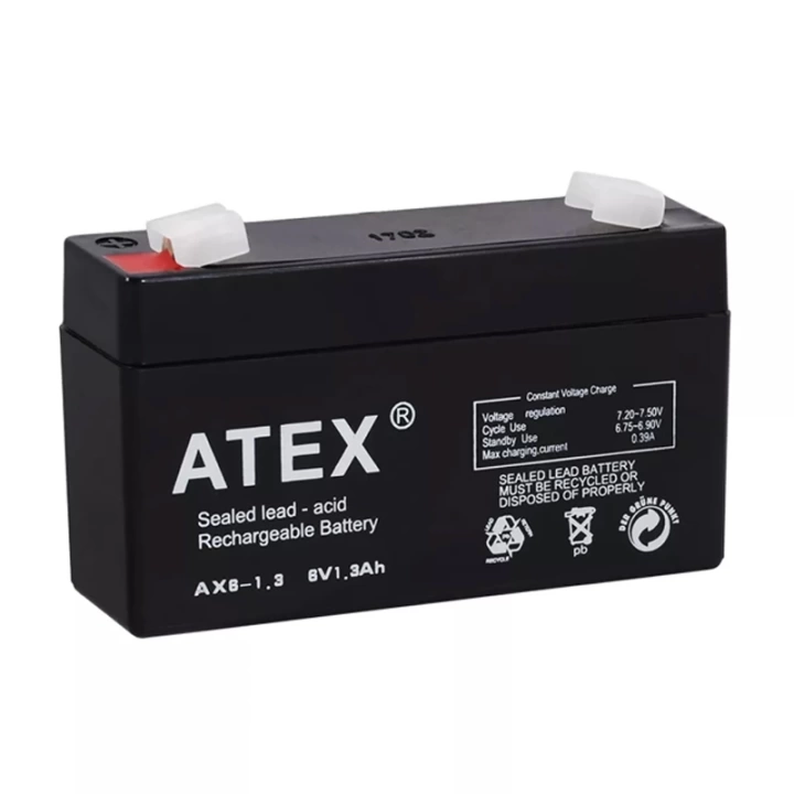 AX6-1.3 6 VOLT - 1.3 AMPER AKÜ (98 X 25 X 52 MM)