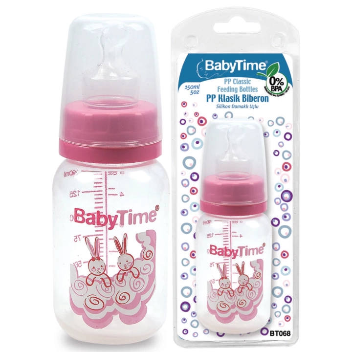 Baby Time Klasik Silikon Damak Uçlu PP Biberon - 150ml