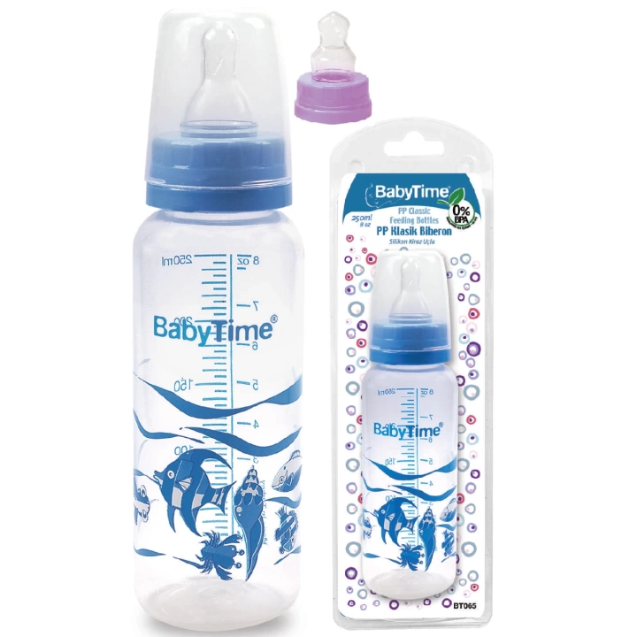 Baby Time Klasik Silikon Damak Uçlu PP Biberon - 250ml