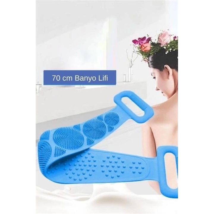 BUFFER® Çift Taraflı Banyo Hamam Lifi Silikon Masajlı Yumuşak Duş Lifi Uzun Ömürlü Hazır Banyo Keses