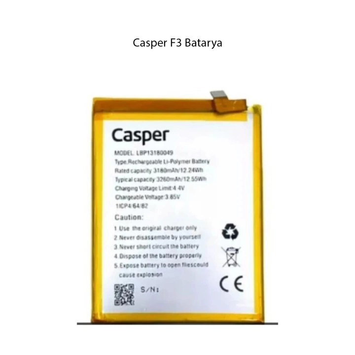 Casper Via F3 Model Telefonla Uyumlu Batarya Pil 3180 Mah