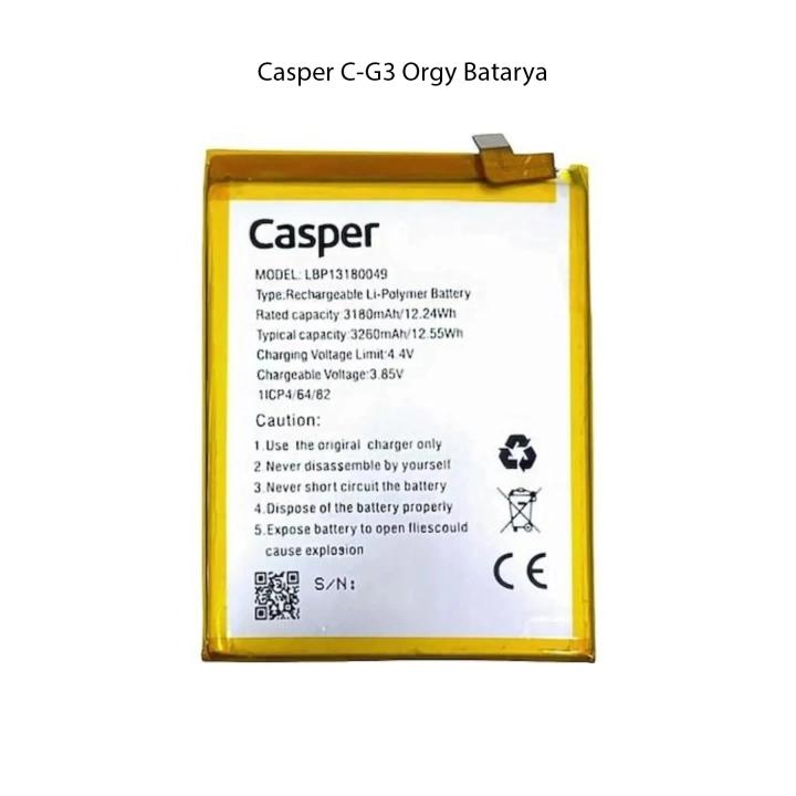 Casper Via G3 Model Telefonla Uyumlu Batarya Pil 3180 Mah