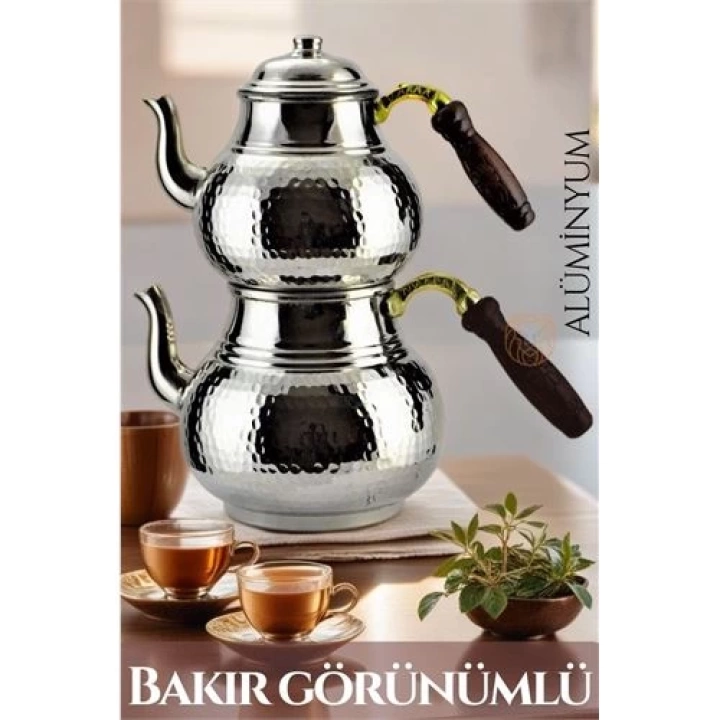 Çaydanlık Seti Bakır Görünümlü Alüminyum 550+850 ML 719494