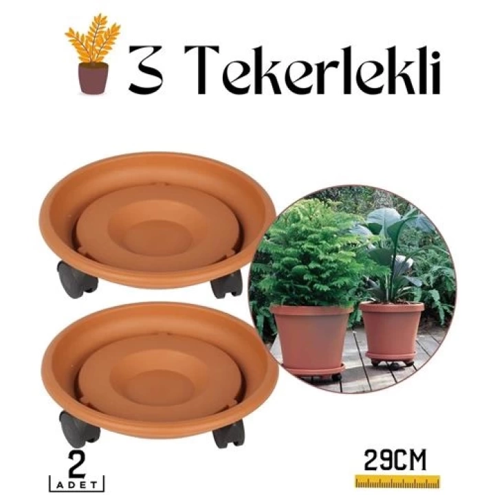 Coadura Saksı Taşıyıcı ve Altığı 29 Cm Tekerlekli 2 ADET KAHVERENGİ 716061