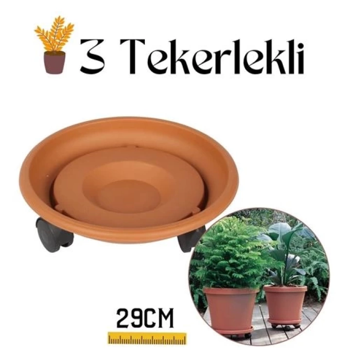 Coadura Saksı Taşıyıcı ve Altığı 29 Cm Tekerlekli KAHVERENGİ 716871