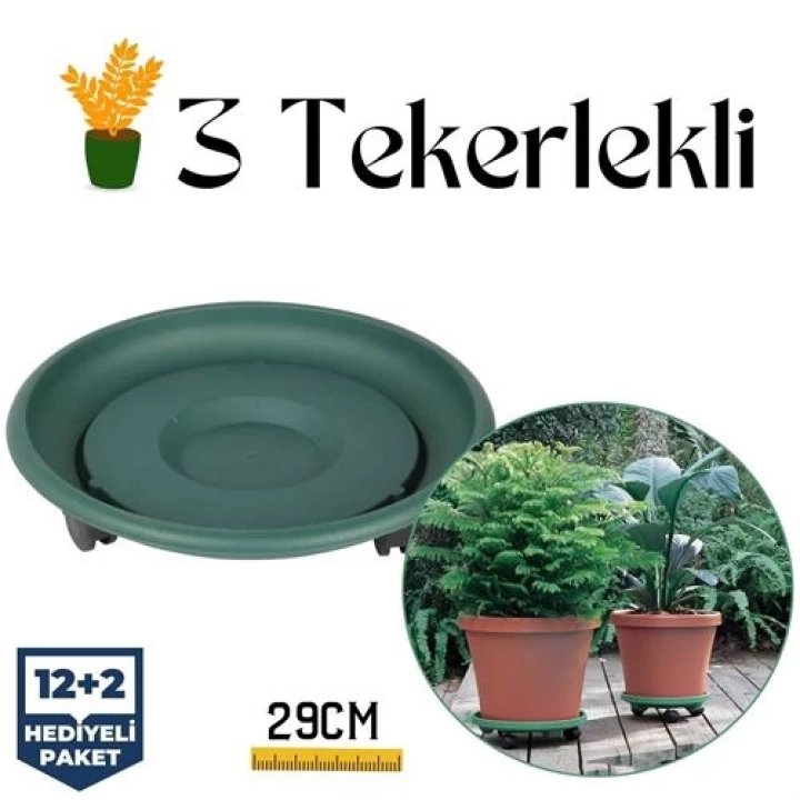 Coadura Saksı Taşıyıcı ve Altığı 29 Cm Tekerlekli YEŞİL 716868