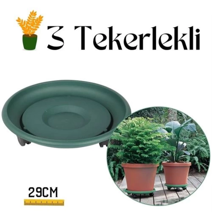 Coadura Saksı Taşıyıcı ve Altığı 29 Cm Tekerlekli YEŞİL 716868