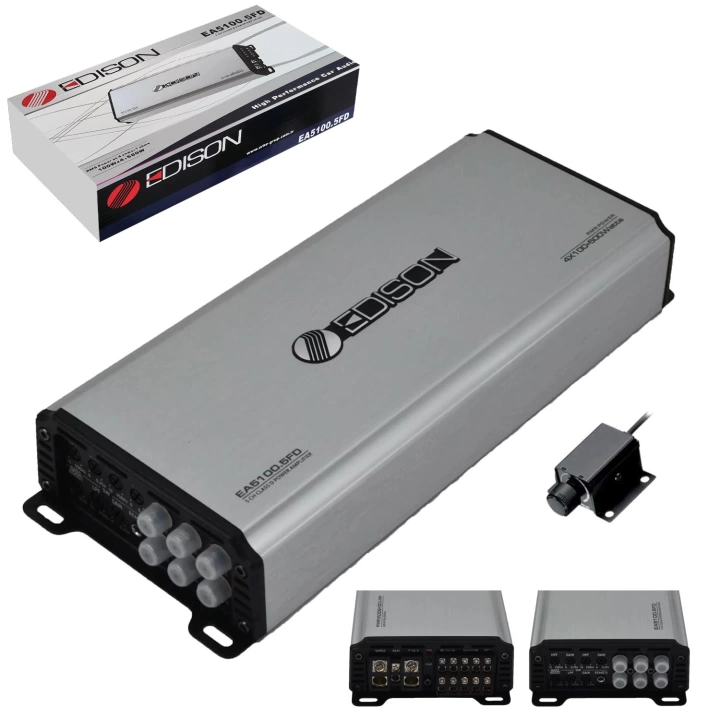 EA-5100.5FD Mini Oto Anfi Stereo 100WX4+500W 5 Kanal Bass Kontrol