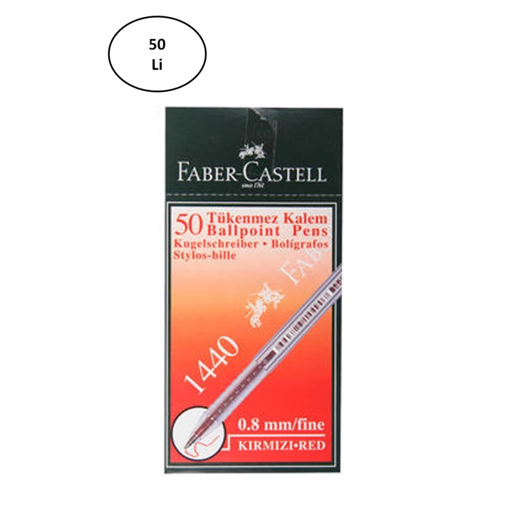 Faber Castell FC 1440 Tükenmez Kalem 0.8 Mm 50li Kırmızı