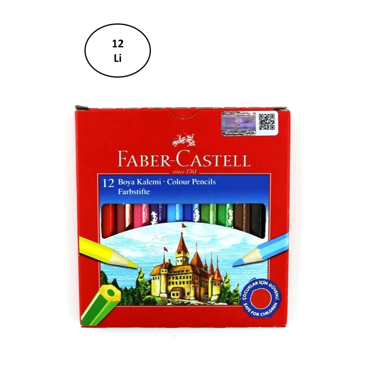 Faber Castell Karton Kutu Boya Kalemi 12 Renk Yarım Boy 12li