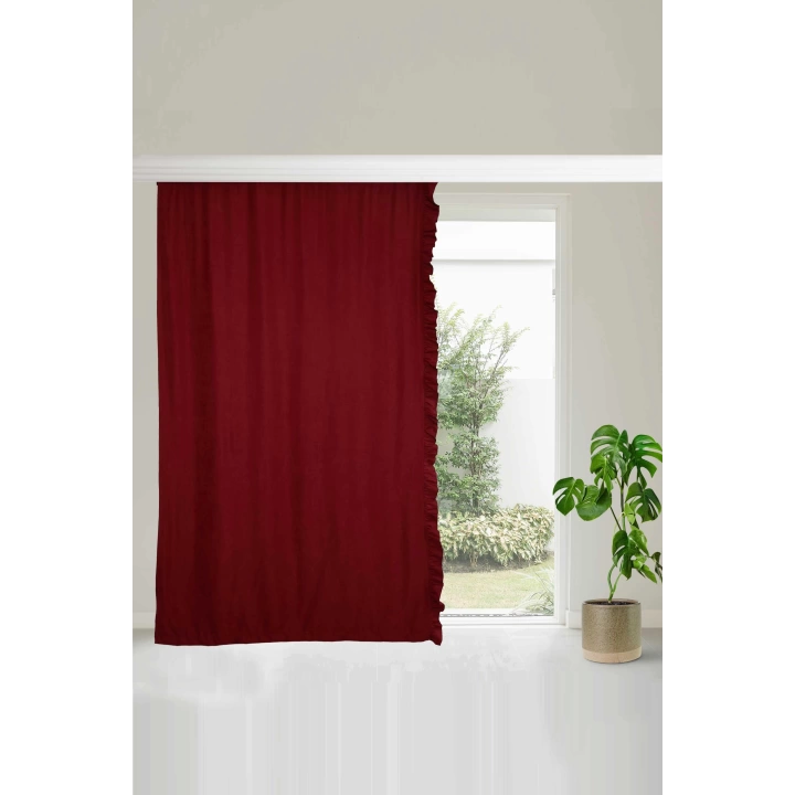 Fırfır Kenarlı Fon Perde Sol Kenar245x140 Cm,pr-2sol Bordo