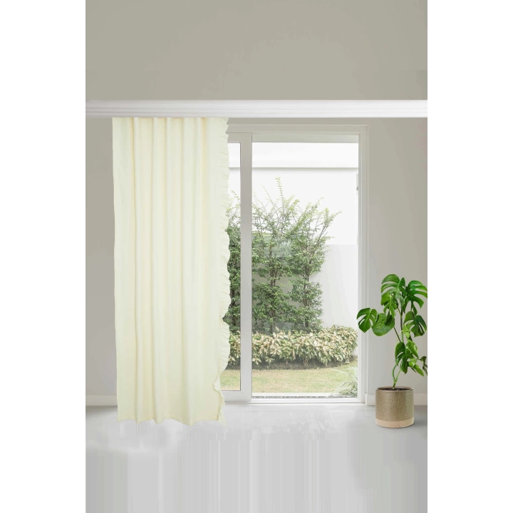 Fırfır Kenarlı Fon Perde Sol Kenar245x140 Cm,pr-2sol Ekru