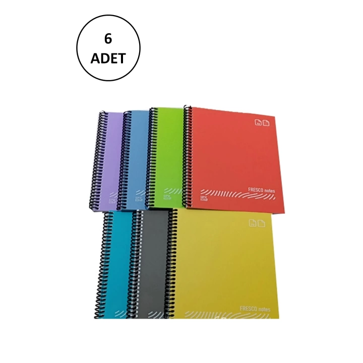 FRESCO Spiralli Plastik Defter A4 144 Yaprak Çizgili GP.3-4940000-2011 6 Adet