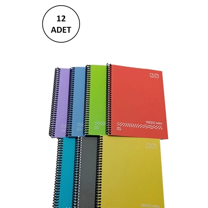 FRESCO Spiralli Plastik Defter A4 96 Yaprak Çizgili GP.3-4935000-2011 12 Adet