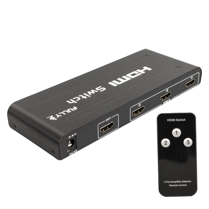 G-538H 3 GİRİŞ 1 ÇIKIŞ HDMI SWITCHER TOPLAYICI METAL KASA ADAPTÖRLÜ