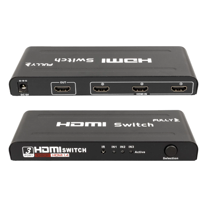 G-538H 3 GİRİŞ 1 ÇIKIŞ HDMI SWITCHER TOPLAYICI METAL KASA ADAPTÖRLÜ