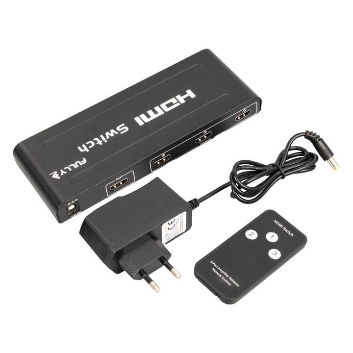 G-538H 3 GİRİŞ 1 ÇIKIŞ HDMI SWITCHER TOPLAYICI METAL KASA ADAPTÖRLÜ