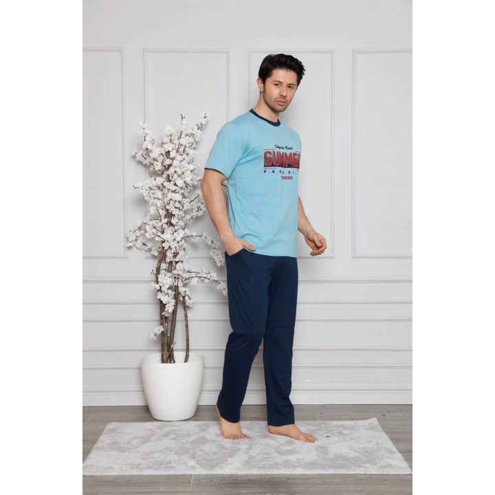 Hepsizen Erkek %100 Pamuk Cepli Kısa Kollu Pijama Takımı 6744