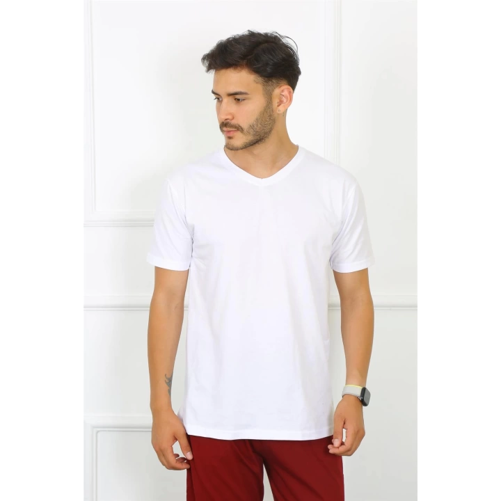 Hepsizen Erkek Beyaz %100 Pamuklu T-shirt 27486