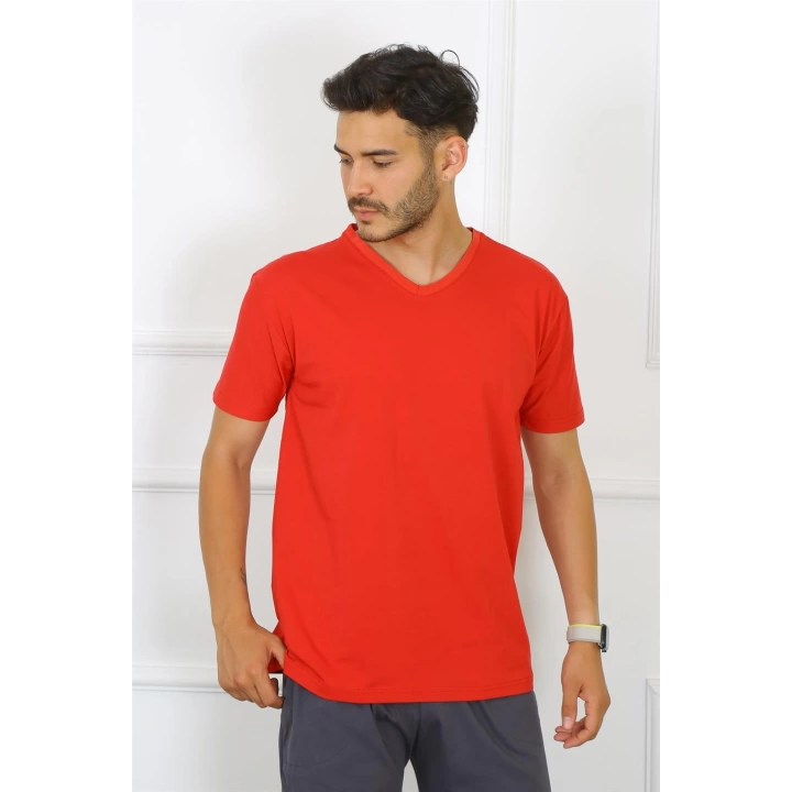 Hepsizen Erkek Kırmızı %100 Pamuklu T-shirt 27486