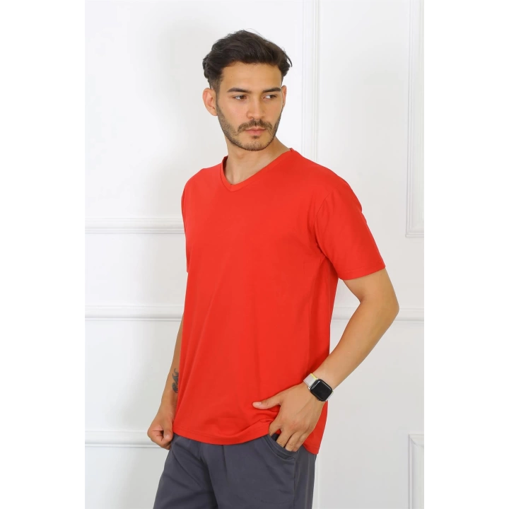 Hepsizen Erkek Kırmızı %100 Pamuklu T-shirt 27486