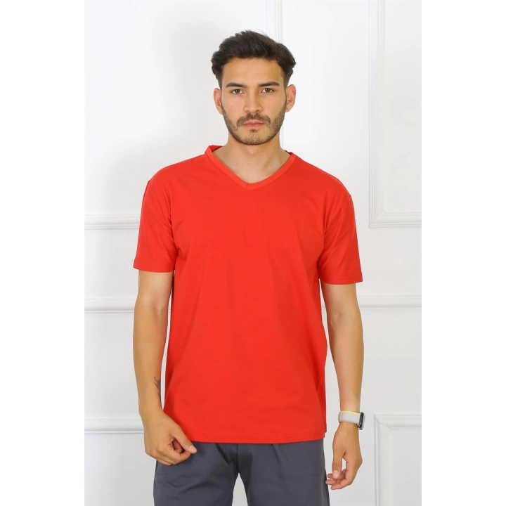 Hepsizen Erkek Kırmızı %100 Pamuklu T-shirt 27486