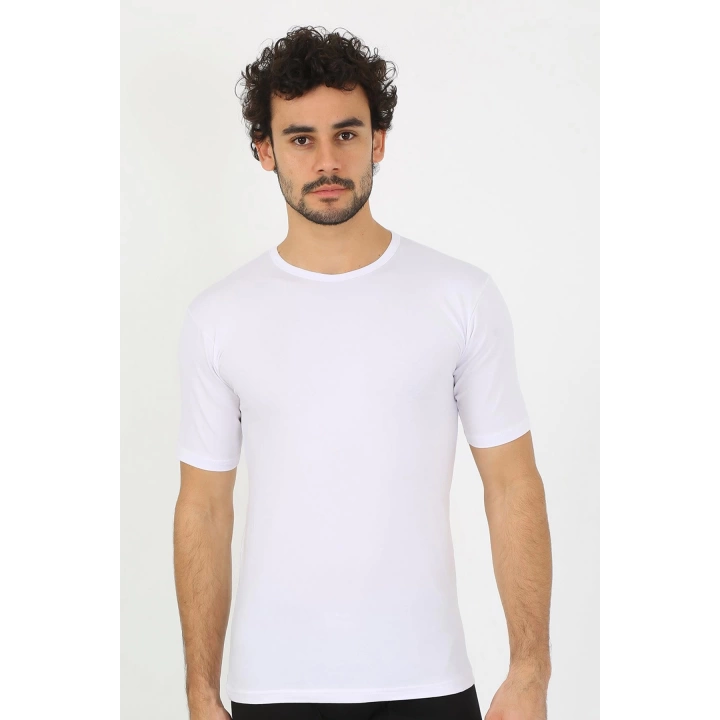 Hepsizen Erkek Sıfır Yaka Likralı Beyaz T-shirt 65710