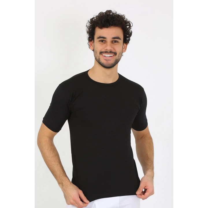 Hepsizen Erkek Sıfır Yaka Likralı Siyah T-shirt 65710