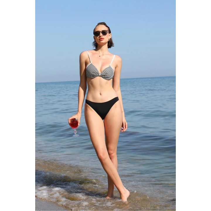 Hepsizen Kadın Yarım Destekli Alt Üst Bikini Takım Gri 35013