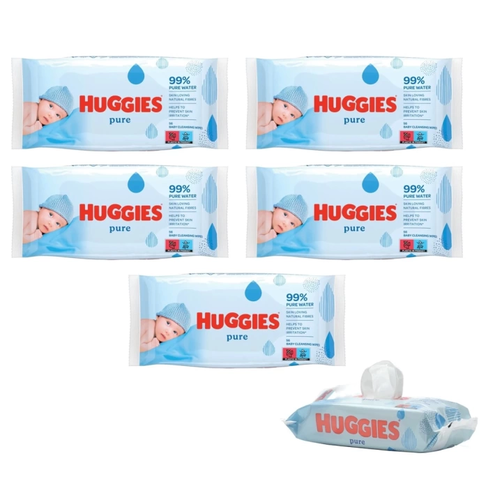 Huggies Pure Yenidoğan Hassas Islak Havlu 72 Yaprak 5li Paket (432 Yaprak)