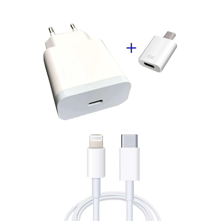 İphone Lightning Uçlu Hızlı Şarj Aleti 3A/18W 1.2 Metre Kablolu Hızlı Şarj Cihazı Mikro Dönüştürücü