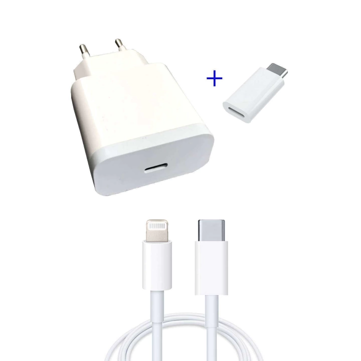 İphone Lightning Uçlu Hızlı Şarj Aleti 3A/18W 1.2 Metre Kablolu Hızlı Şarj Cihazı Type-C Dönüştürücü