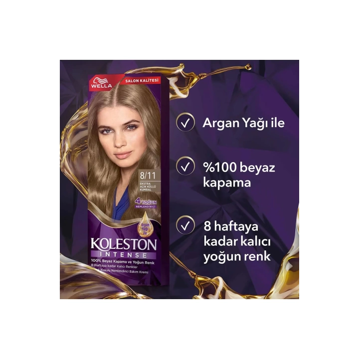 Koleston Intense Saç Boyası 8/11 Ekstra Açık Küllü Kumral - Salon Kalitesi