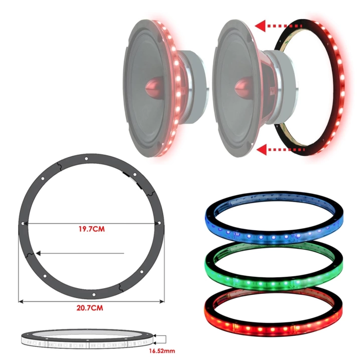 LEDRING HOPARLÖR RGB LED HALKA 20CM  AUDIO RS-LEDRING8