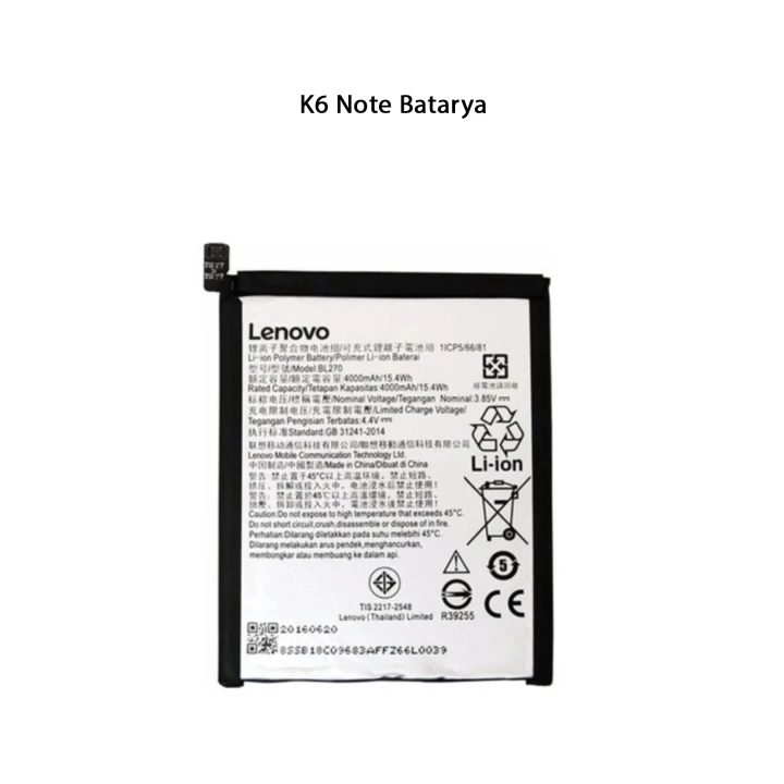 Lenovo K6 Note Batarya Pil 4000 mAh