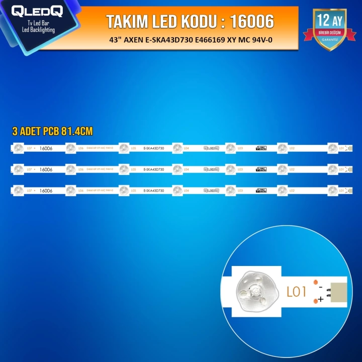 MBLED (3XPCB) 43 İnç Axen Woon Sunny 05D430307000-X1 E-Ska43D730 Ax043Dld12At050 Lc430Duy-Sha1