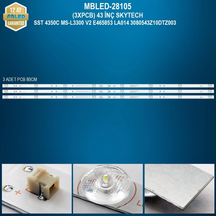 MBLED (3XPCB) 43 İnç Skytech Sst 4350C Ms-L3300 V2 E465853 La014 3080543Z10Dtz003