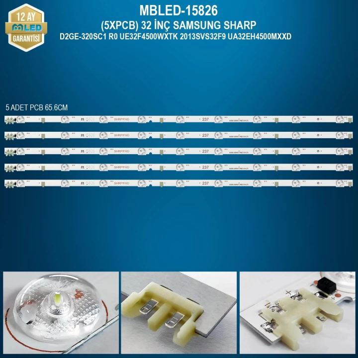 MBLED (5XPCB) 32 İnç Samsung Sharp D2Ge-320Sc1 R0 Ue32F4500Wxtk 2013Svs32F9 Ua32Eh4500Mxxd