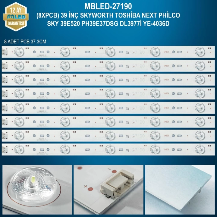 MBLED (8XPCB) 39 İnç Skyworth Toshiba Next Philco Sky 39E520 Ph39E37Dsg Dl3977İ YE-4036D