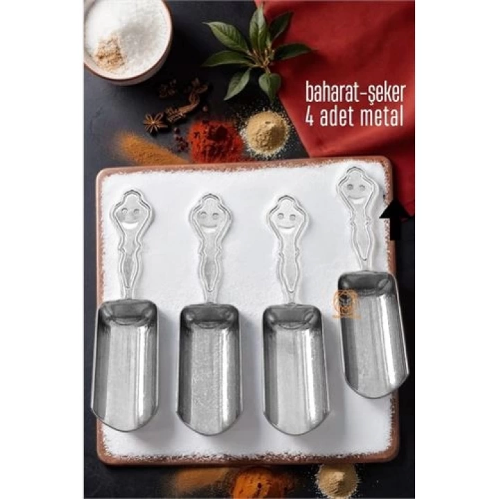 Metal Baharat Ölçü Kaşığı 4 ADET 720474