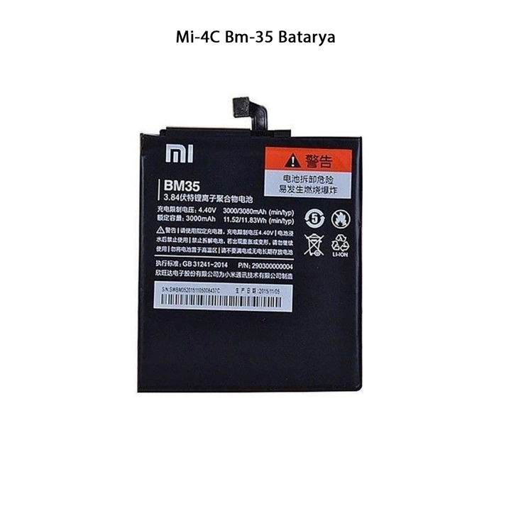 Mi 4C Bm-35 Telefonlarla Uyumlu Batarya 3000 mAh