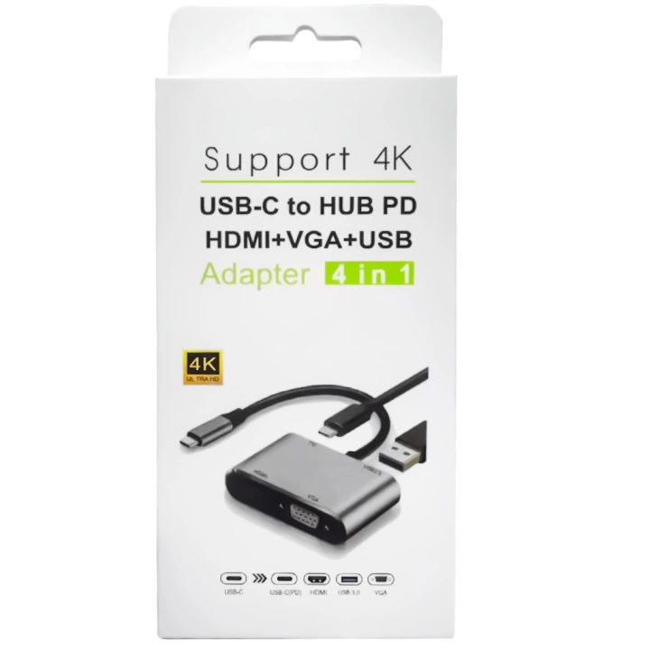 ShopZum PM-4026 USB TYPE-C TO HDMI-VGA-USB-TYPE C 4IN1 ADAPTÖR