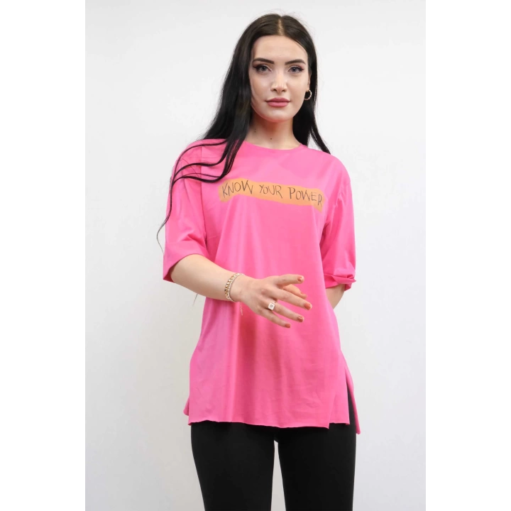 Hepsizen Bisiklet Yaka Oversize Tshirt Pembe