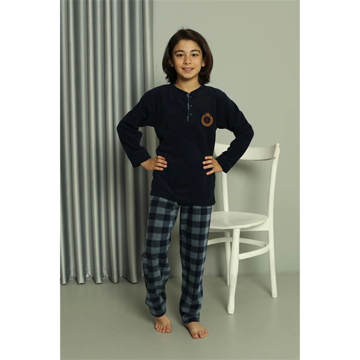 Hepsizen Erkek Çocuk Welsoft Polar Lacivert Pijama Takımı 20549