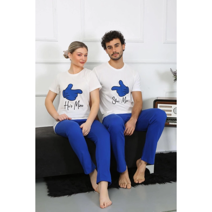 Moda Çizgi Erkek Pamuk Penye Sevgili Kombini Pijama Takımı Beyaz 50129 Tek Takım Fiyatıdır