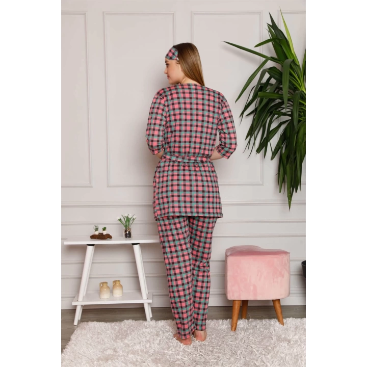 Hepsizen Kadın %100 Pamuk 3lü Sabahlık Pijama Takım 1117