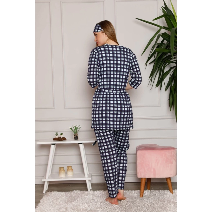 Hepsizen Kadın %100 Pamuk 3lü Sabahlık Pijama Takım 1118